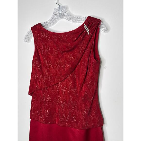 Vintage 80's-90's Patra Petite Red Sparkle Formal Evening Dress Made in USA 8 p - Picture 4 of 15